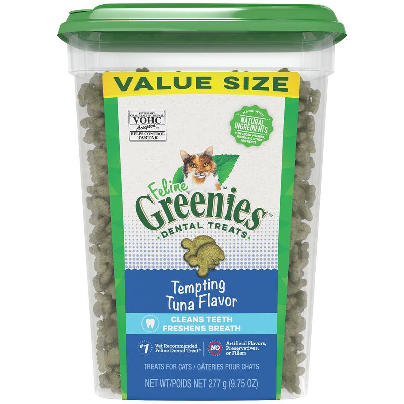 FELINE GREENIES Tempting Tuna Flavor Adult Dental Cat Treats 9.75 oz