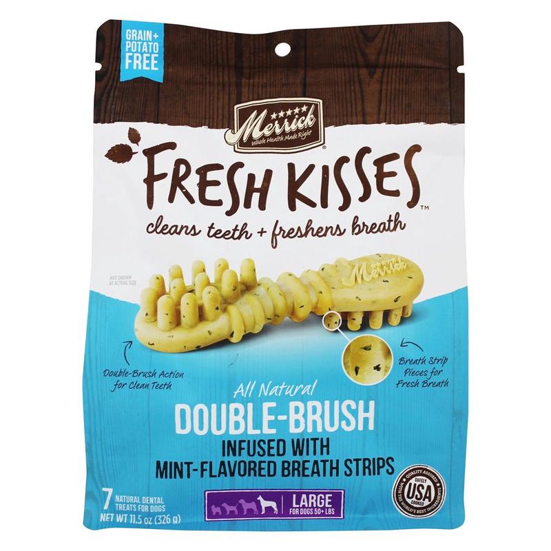 Merrick Fresh Kisses Mint Breath Strips Dental Dog Treats Large Breeds Over 50 lb, 11.5 oz (7 Count)