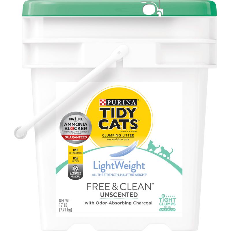Tidy Cats Free and Clean Low Dust Lightweight Clumping Cat Litter with Ammonia Blocker Unscented, 17 lb
