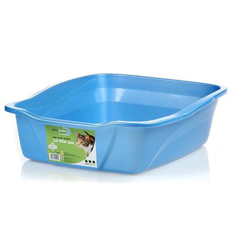 Van Ness Large Cat Litter Pan Blue, Odor-Resistant Plastic Litter Box