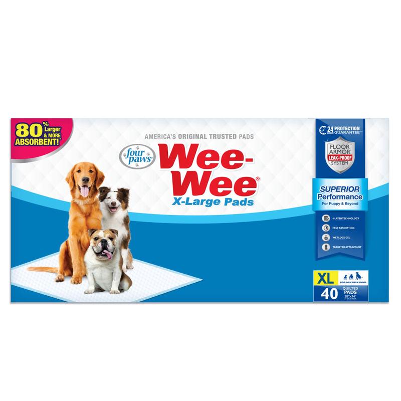 Wee-Wee Superior Performance X-Large Dog Pee Pads 28 in x 34 in, Leak-Proof Training Pads