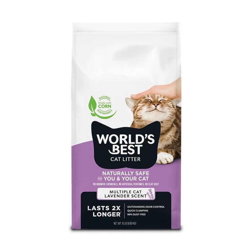 World's Best Lavender Scented Clumping Corn Cat Litter, 28-lb bag