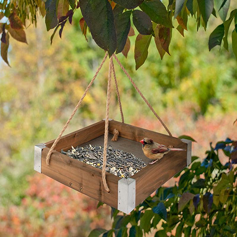 Rustic Farmhouse Platform Wood Bird Feeder