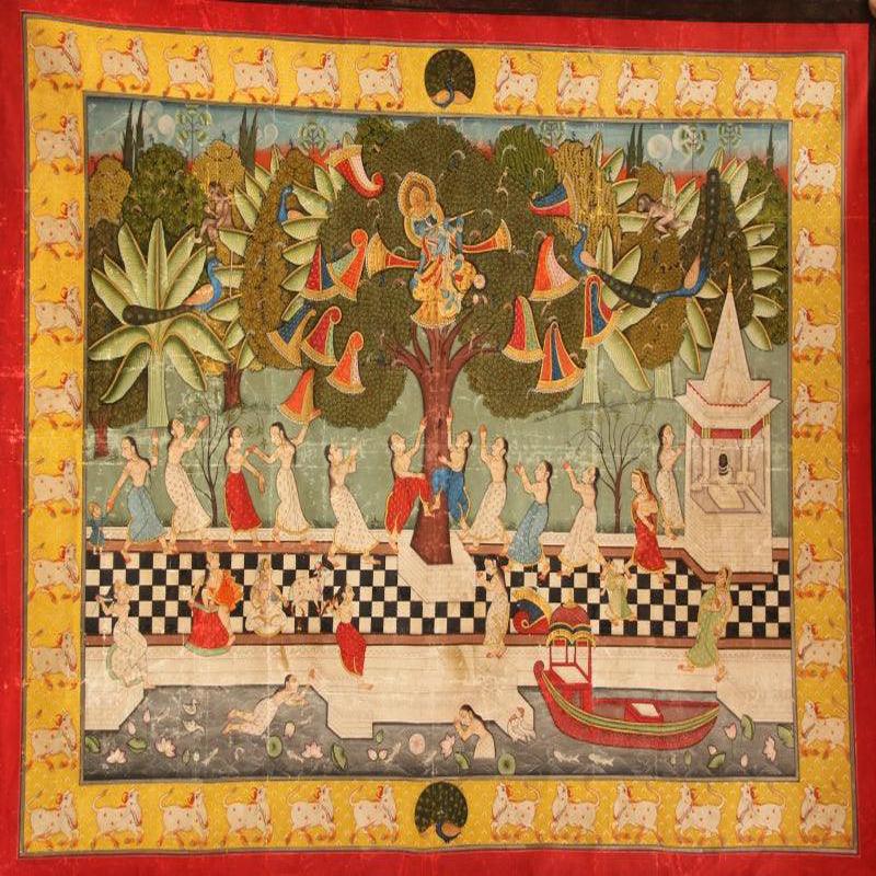 Jaikrida Pichwai Painting (Krishna and the Gopis under the Kadamba Tree)