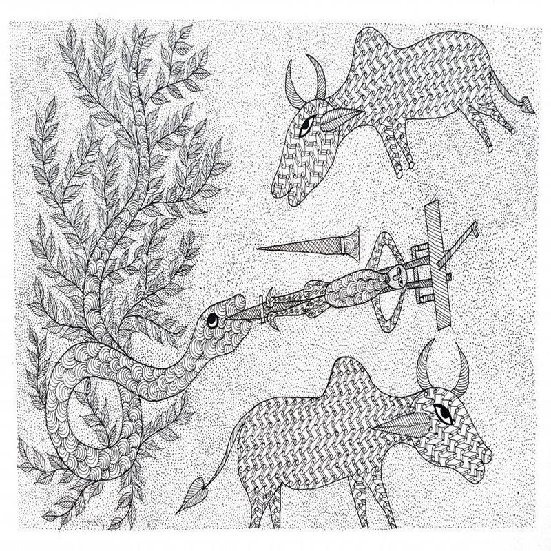 A Farmers Bind Gond Art