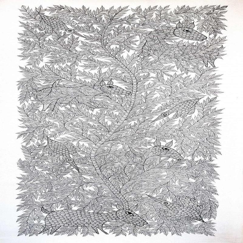 An Illusion Tree Gond Art