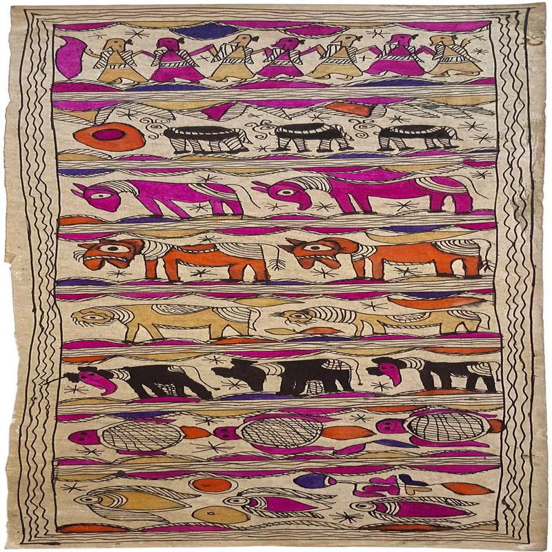 Animal Congregation Madhubani Art