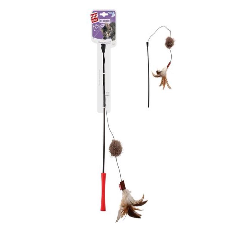 GiGwi Feather Teaser with Natural Plush Tail and TPR Han