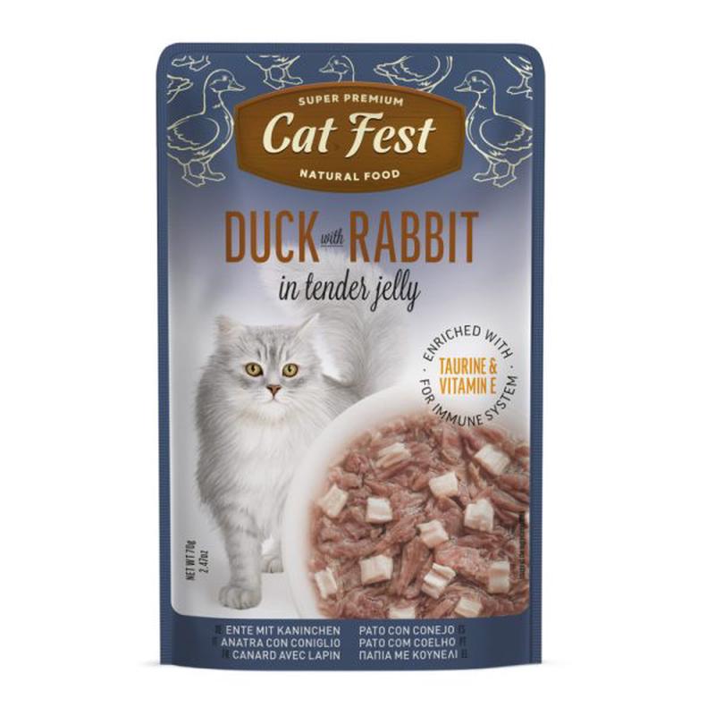 Cat Fest Duck With Rabbit in Tender Jelly for Cats