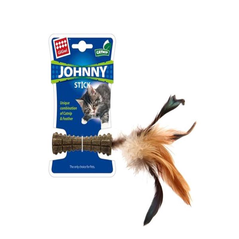 GiGwi Catnip Johnny Sticks w/ Natural Feather (Brown)