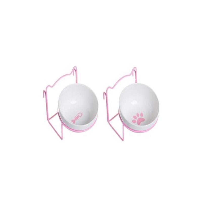 Saas Ceramic Food Bowl With Hanger Pink (2Pcs Set)