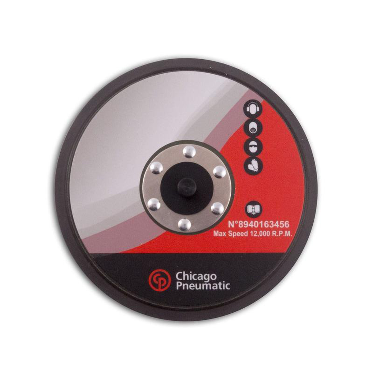 Chicago Pneumatic 6 in Hook and Loop Pad without Holes 516 8211 24 123GR CP 8211 CP 8940163456