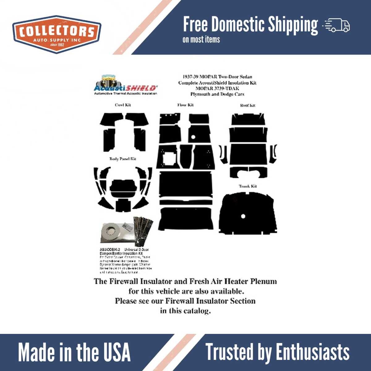 Complete Interior Insulation Kit for 1937-1939 Mopar 2-Door Sedan