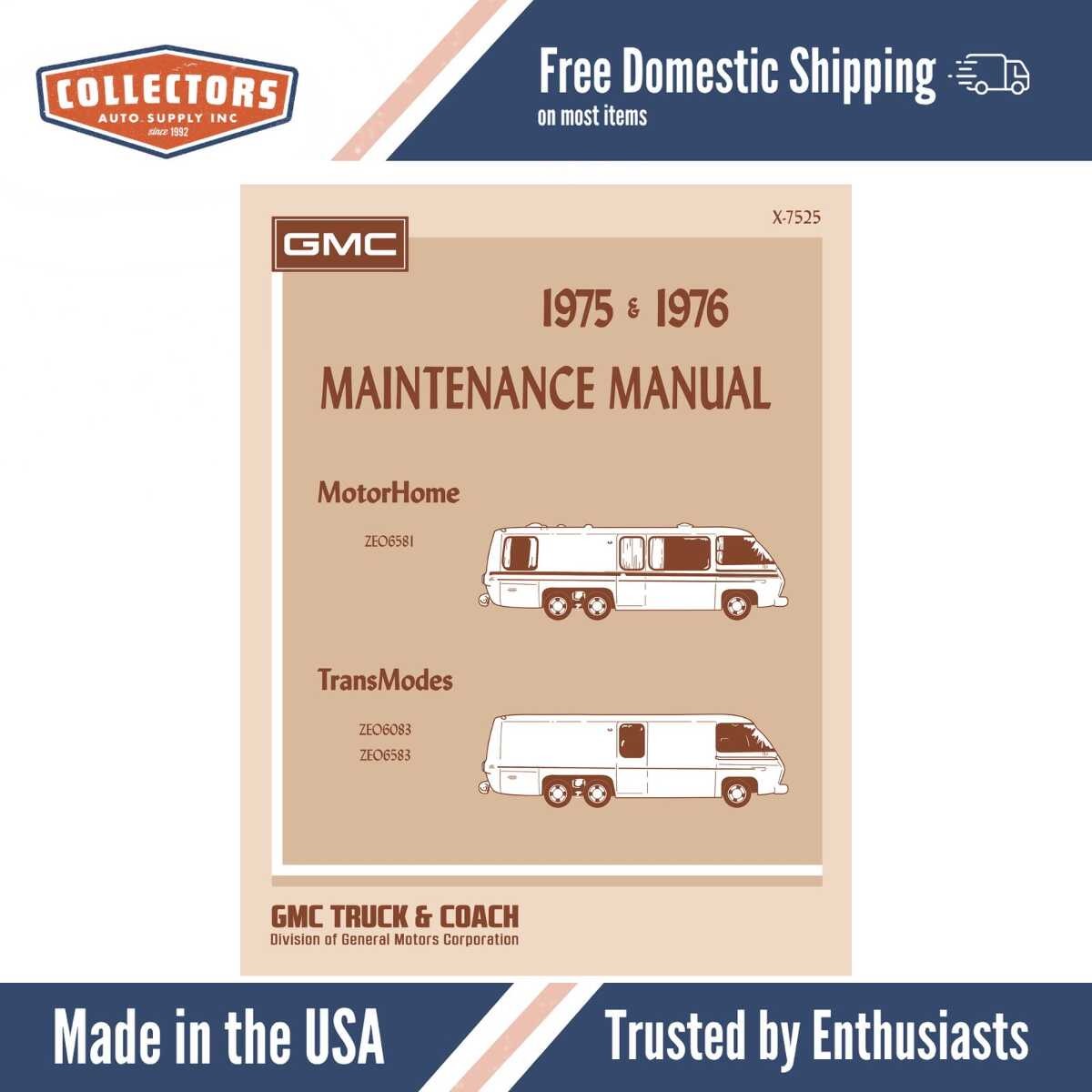 1975 - 1976 GMC Motorhome Transmode Maintenance Manual - X-7525