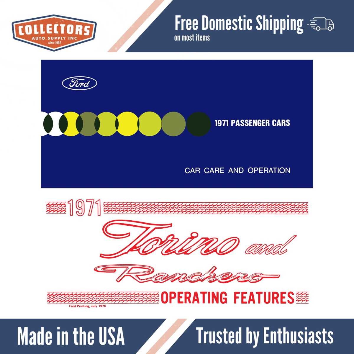1971 Ford Torino Ranchero Owners Manual (includes Operating Features Supplement) - COLOR