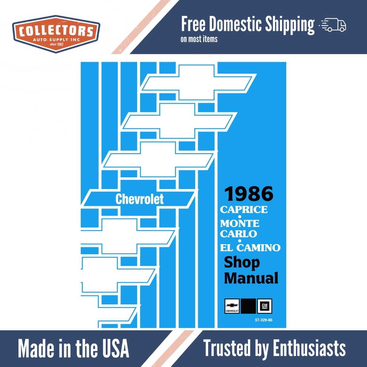 1986 Chevrolet Monte Carlo El Camino Caprice Shop Manual - Includes 11x26 inch Wiring Diagrams