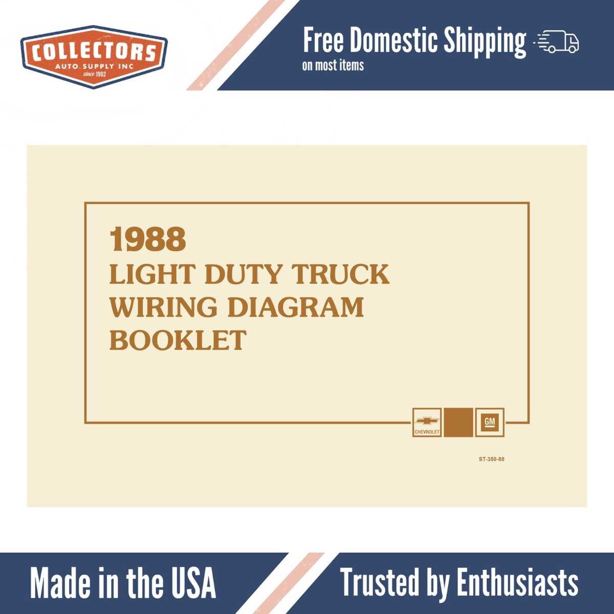 1988 Chevrolet GMC Light Duty CK Truck Wiring Diagrams Manual - 11x17 inch COMB Bound