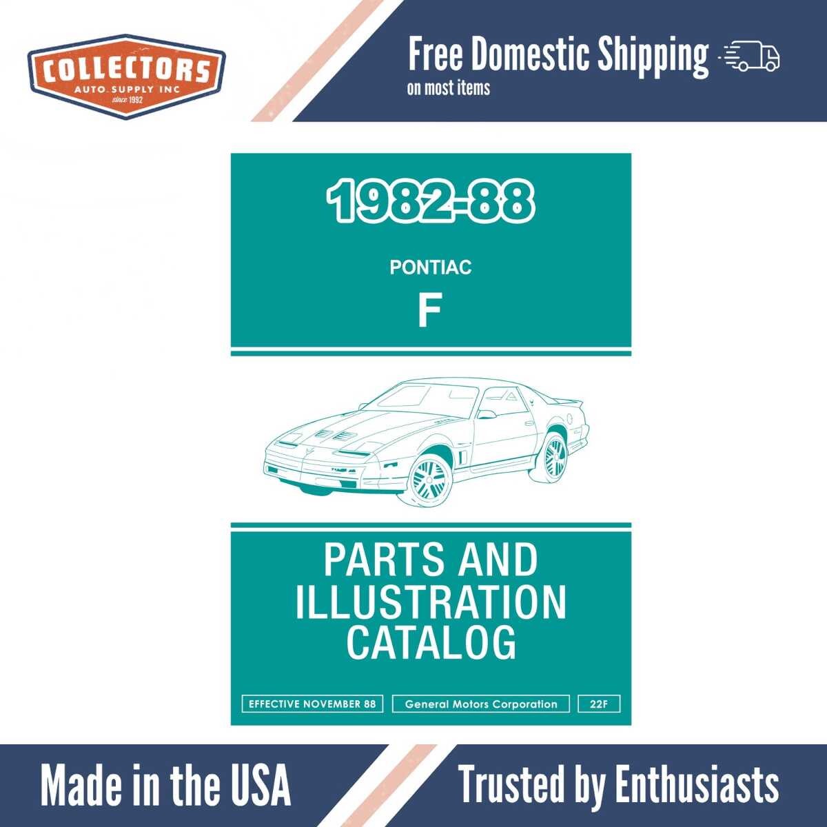 1982 - 1988 Pontiac Firebird Parts and Illustrations Catalog