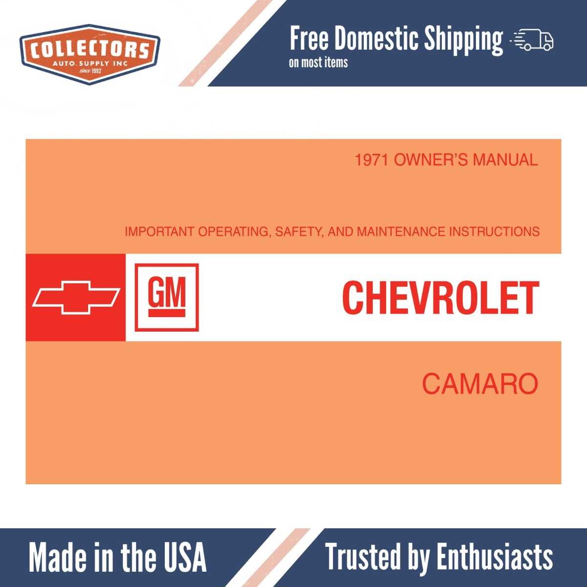 1971 Chevrolet Camaro Owners Manual - COLOR