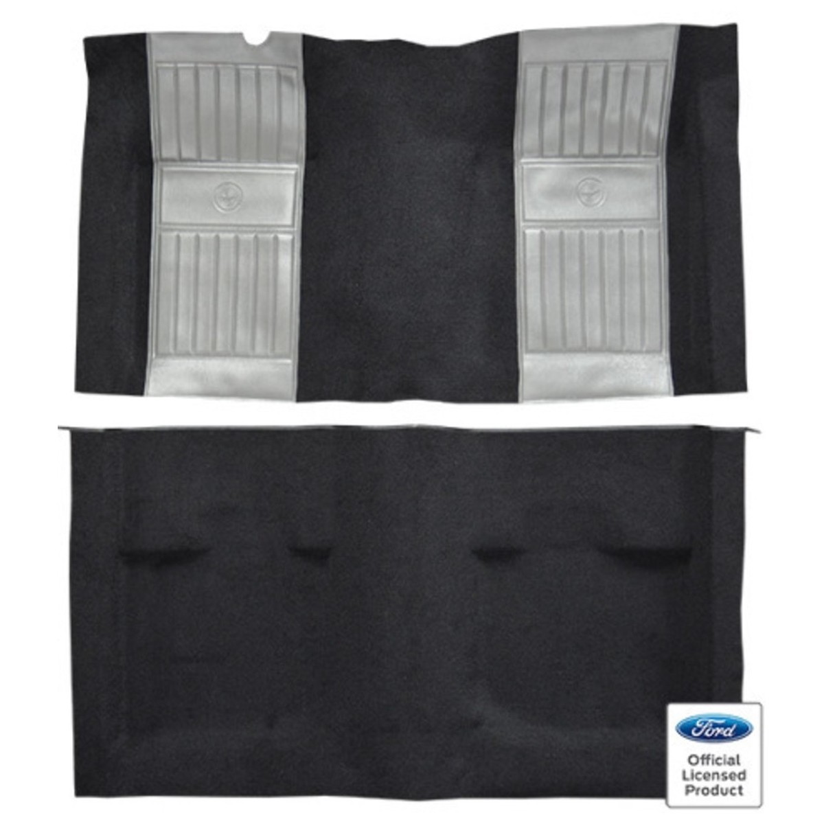 Carpet for 1971-73 Mustang Mach I w2 Gray Running Pony Inserts Fastback