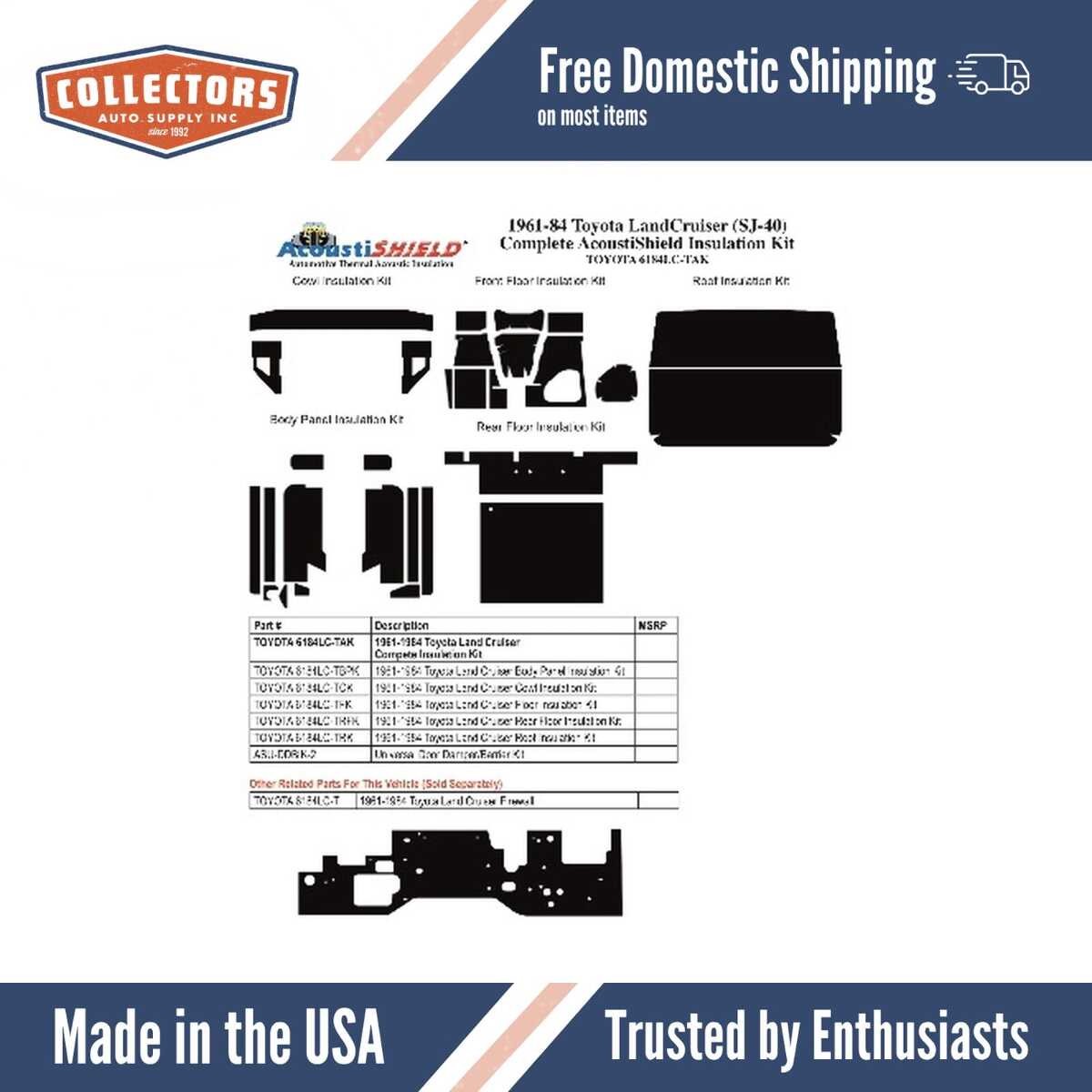 Complete Interior Insulation Kit for 1961-1984 Toyota Land Cruiser