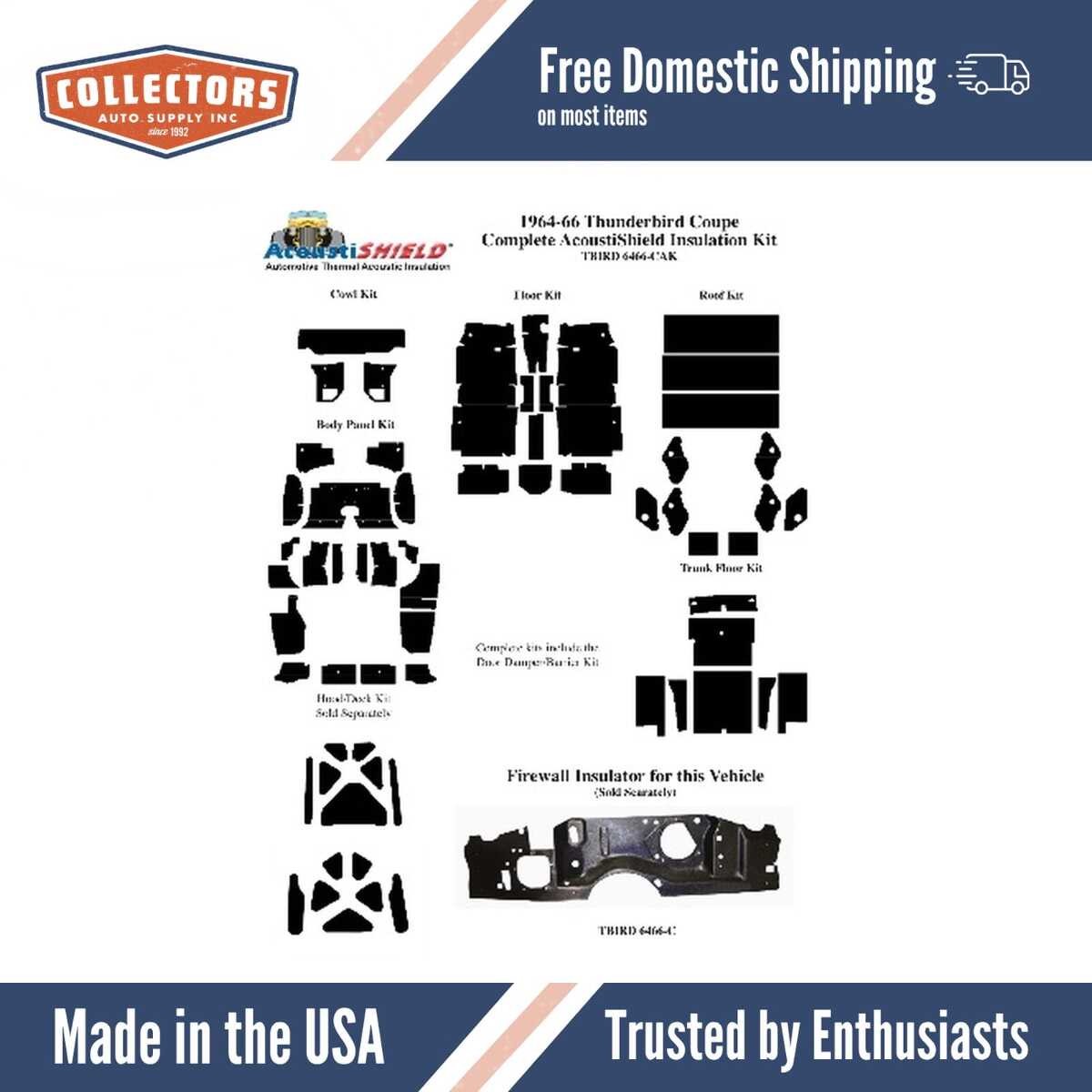 Complete Interior Insulation Kit for 1964-1966 Ford Thunderbird Coupe