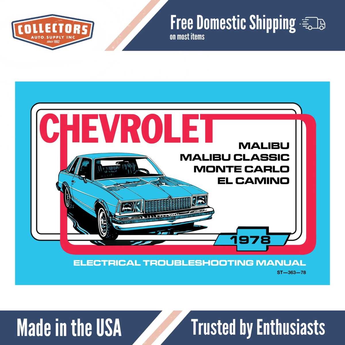 1978 Chevy Malibu Monte Carlo El Camino Electrical Troubleshooting Manual - 11x17 inch COLOR