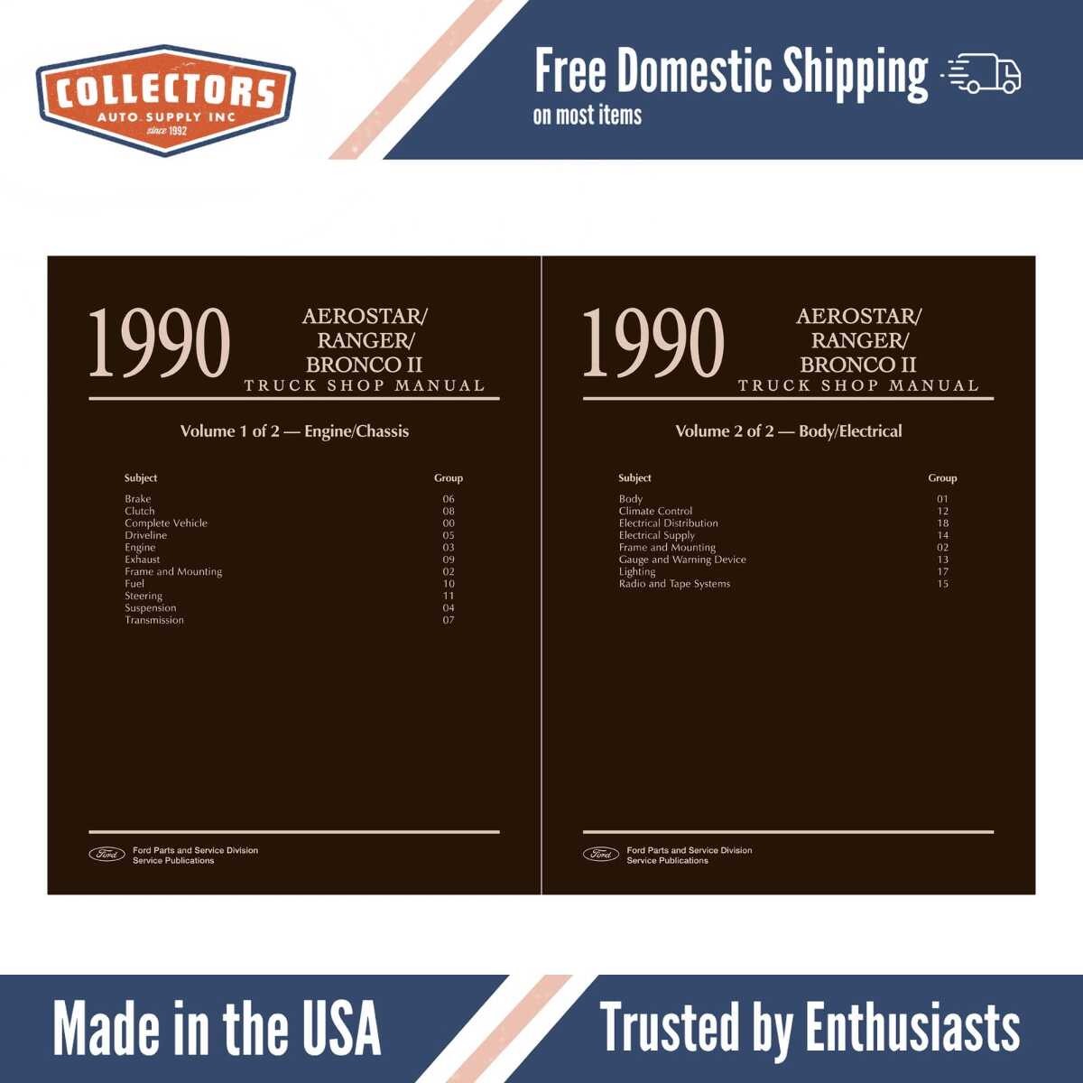 1990 Ford Aerostar Ranger Bronco II Truck Shop Manual - Engine Chassis Body Electrical