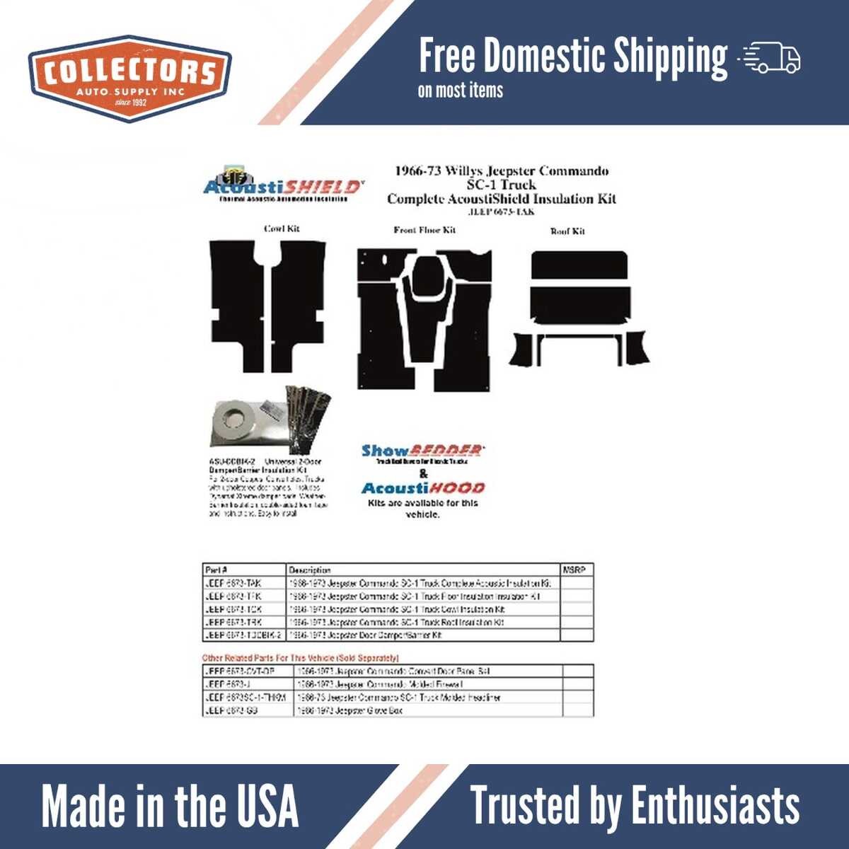 Complete Interior Insulation Kit for 1966-1973 Jeepster Commando Sc-1